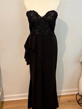 Badgley Mischka Black Strapless Evening Gown Sz. 14